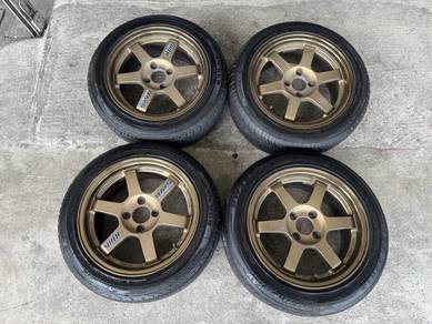 Rim te37 bronze thailand 15 inch tayar 90% (2025)