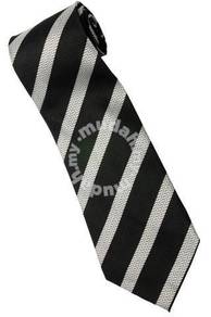 EB1 Black Silver Quality Striped Formal Neck Tie