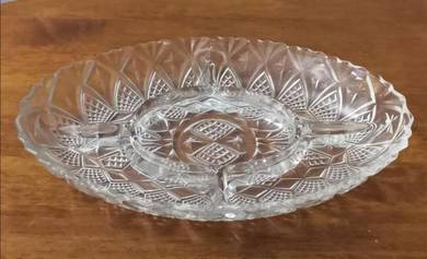 Pinggan vintage France divided glass oval plate