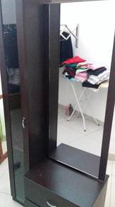 Black Glass Mirror Dressing Table wt Cabinet TL148