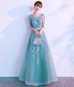 Blue long sleeve prom wedding dress gown RBP1446