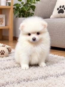Pomeranian white tiny female puppy