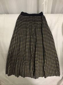Pleated Knit Midi Flared Skirt