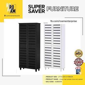 Bella 4 door shoes cabinet in black and white colo