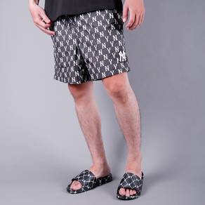 MLB NY Yankees White Monogram Woven Shorts Black