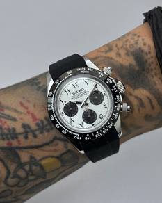 Custom Seiko Mod 39.5mm Silver Panda Arabic
