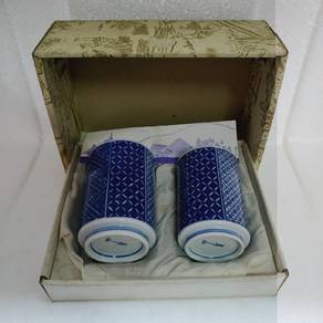 Vintage blue & white china tumblers, Japanese cera