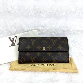 LV Brown Monogram Canvas Sarah Long Biflod Wallet