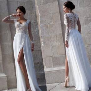 White long sleeve wedding bridal dress gown RB1625