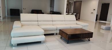 L shape half leather sofa