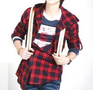 0297 READY STOCK Red Hoodie Men Long Sleeved Shirt