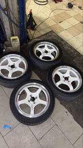 ADVAN GT white chrome with tyre for sale!!