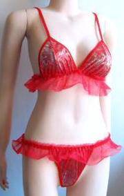 L494 Red Sexy Lingerie Bra Bikini Wanita