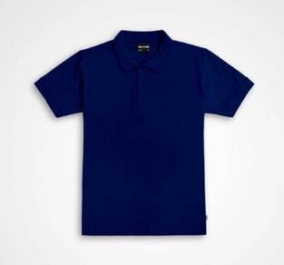 T-shirt plain polo short sleeve navy blue