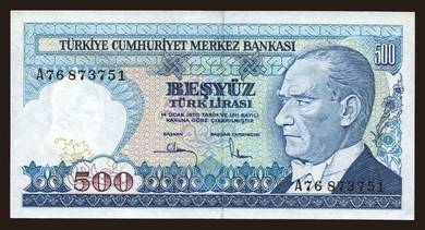 Turkey 500 Lira Banknote  set 1983   unc