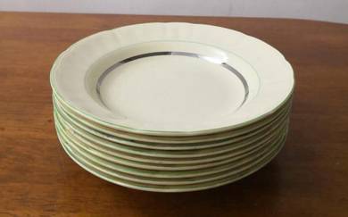 Pinggan antique Flag & Crown cake plate 9