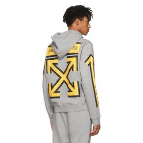c/o Virgil Abloh Men's Grey And Yellow Arrows Hood