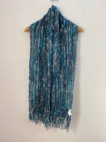 Vintage Textured Acrylic Fringe Scarf Teal