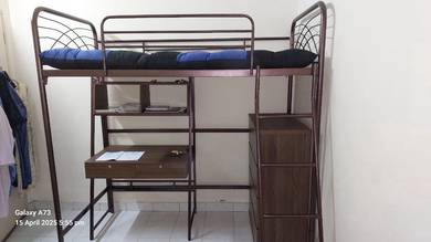 Bunk bed with study table and cabinet