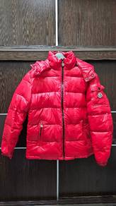 Red winter shiny down jacket