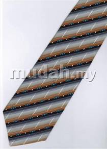 ID1237 Hand Made Men Formal Grey Striped Neck Tie