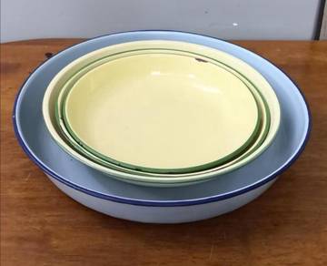Antique enamel deep plates 4