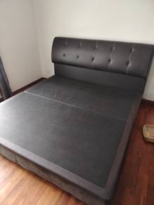 Black PU King Size Solid Bed Frame TF306