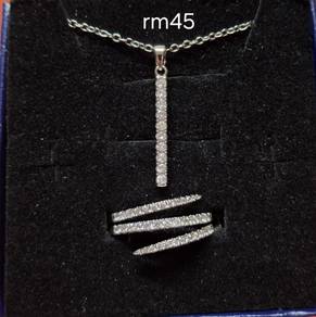 Silver925 Necklace yellow and ring
