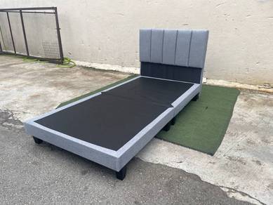 BK-D02S  NEW Katil Single Divan Bed Frame Grey