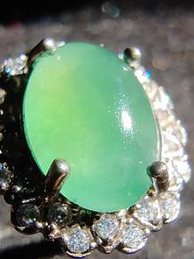 Giok Jadeite Jed Burma Hijau Ais Asli (Gred A)