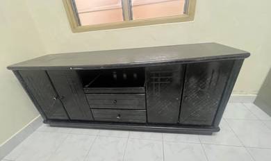 TV Cabinet Solid Wood Elegance Dark Blue & Black