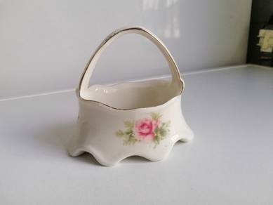 Vintage Miniature Porcelain Basket