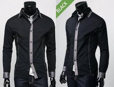 B0538 FORMAL BLACK BUSINESS MAN LONG SLEEVE SHiRT