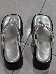 leather slippers high heels shoes 