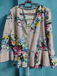 Korean pink peplum blouse