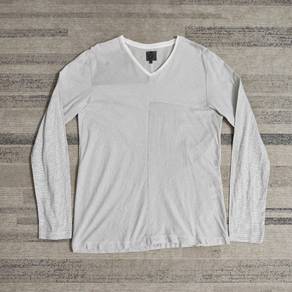 Calvin Klein V Neck Tshirt Long Sleeve Striped M