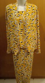 Yellow Floral Baju Kurung Set with Kebaya Top