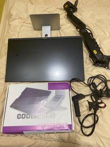 Dell U2414H + monitor arm + cooler pad