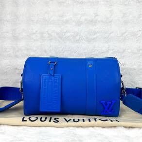 LV Blue Taurillon Aerogram City Keepall RFID