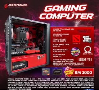 Pc Custom Gaming R5 5500 with Rtx 3060 12gb
