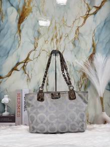 Coach Large Madison Grey OP Art Signature C