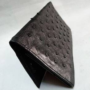Mens wallet Bifold  Ostrich Black  checkbook , cre