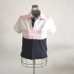 Tommy Hilfiger White Navy Pink Colour Polo T-Shirt
