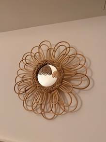 Rattan Flower Wall Mirror | Japandi Boho Deco