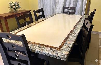 meja makan marble 6 seater