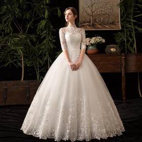 White long sleeve wedding dress gown RB1236