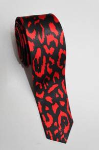 SLIM Leopard Spots Red Black Top Quality Neck Tie