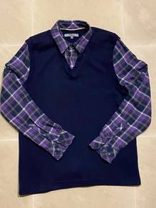 G2000 Sweater with Plaid Shirt