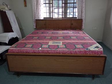 Wooden Queen size bed frame with drawers