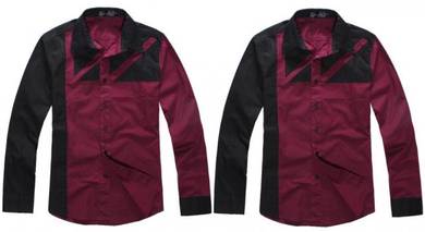0589 READY STOCK RED MAROON LONG SLEEVE SHiRT 🔥